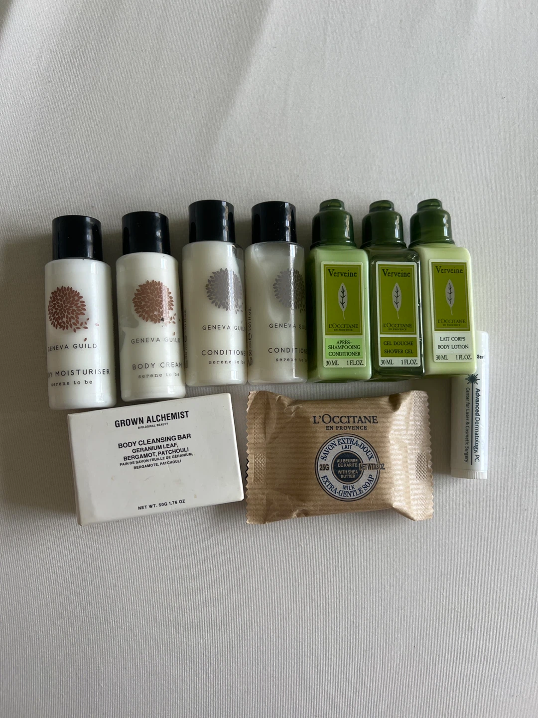 Travel Toiletries - Geneva Guild, L'Occitane, Grown Alchemist