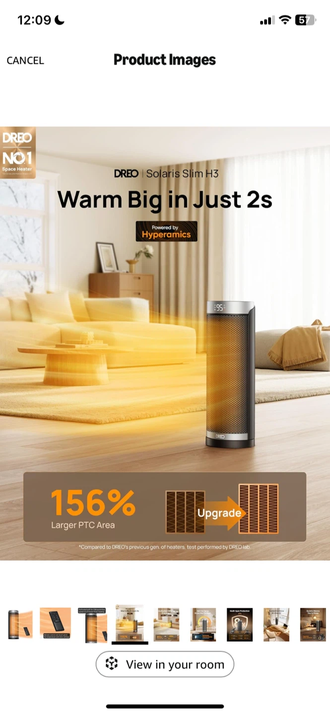 Dreo Solaris Slim H2 Space Heater TODAY - photo 2