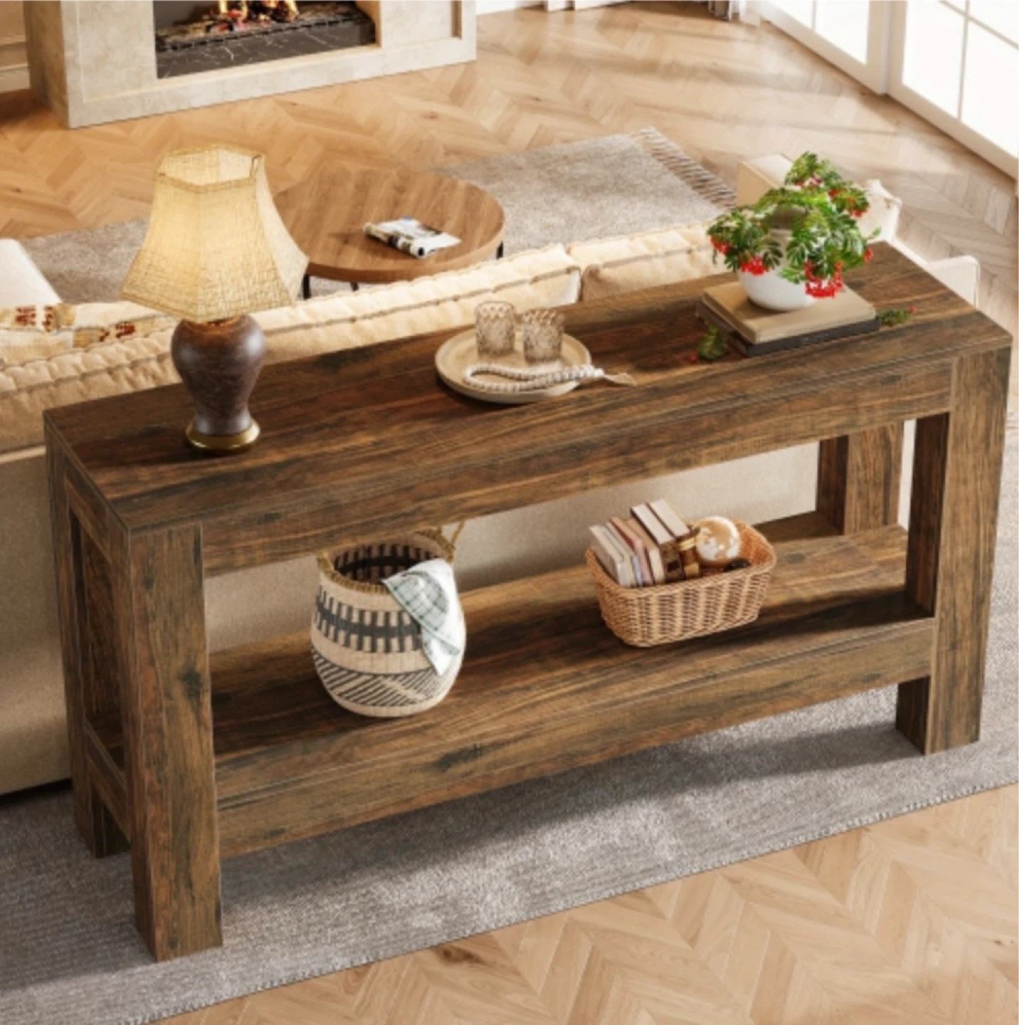 Brand new- Lantine Farmhouse Wood Entryway Table - Brown - photo 5