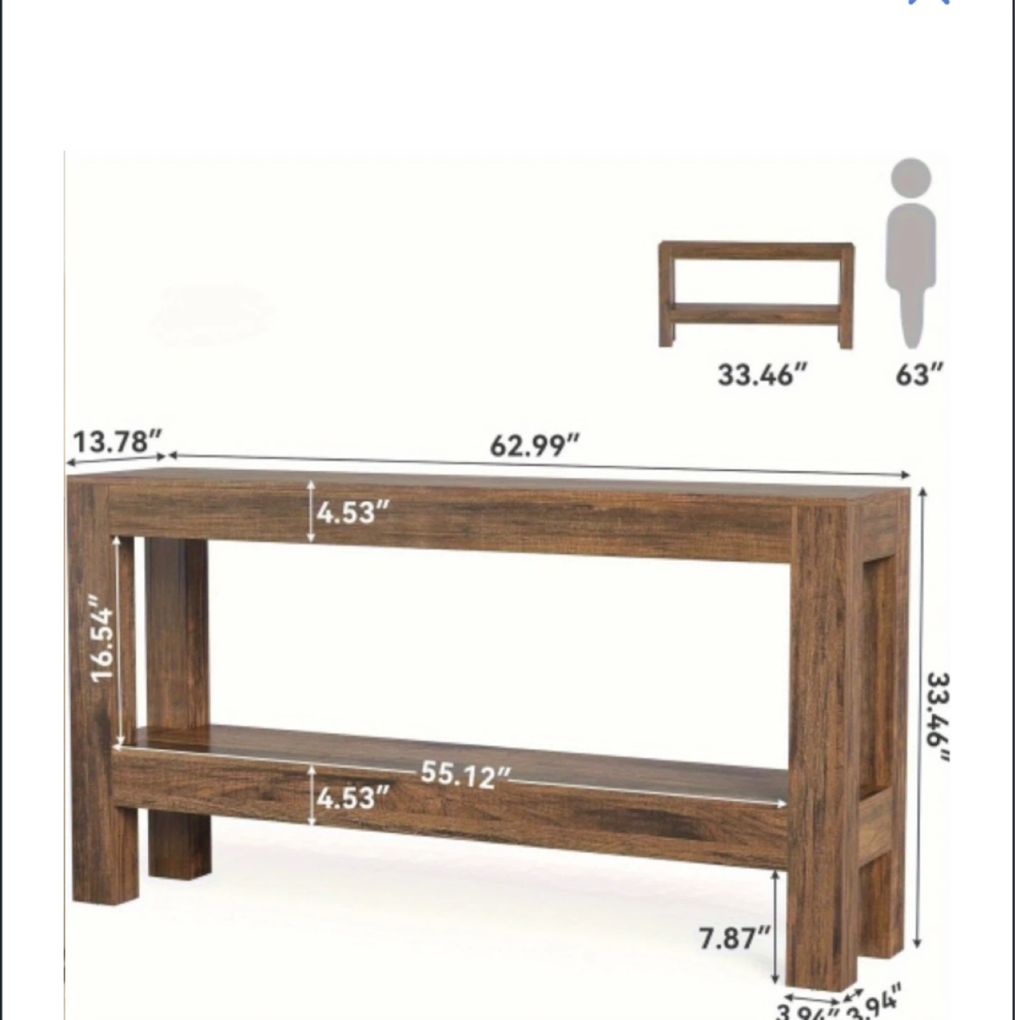 Brand new- Lantine Farmhouse Wood Entryway Table - Brown - photo 4