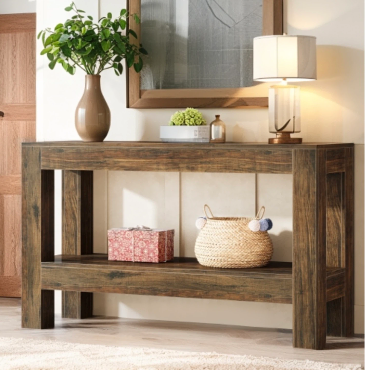 Brand new- Lantine Farmhouse Wood Entryway Table - Brown - photo 3