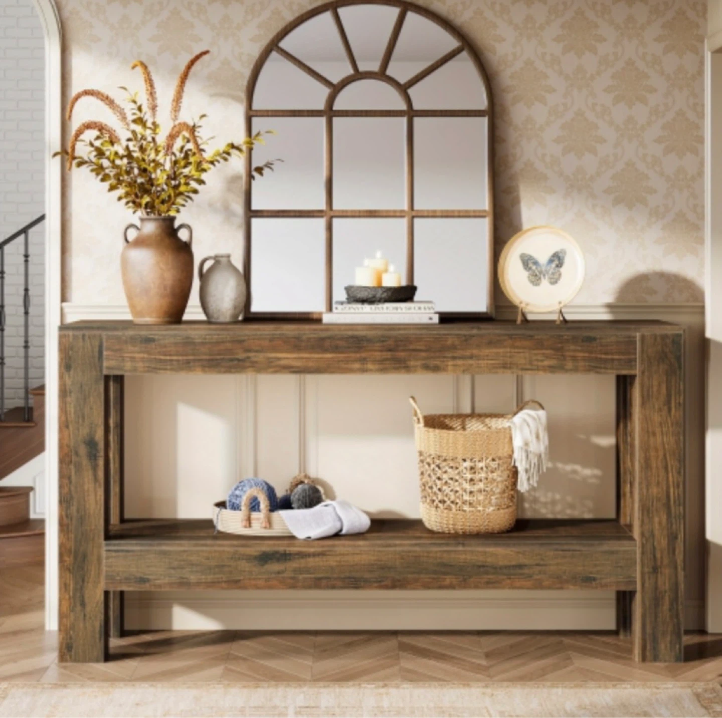 Brand new- Lantine Farmhouse Wood Entryway Table - Brown
