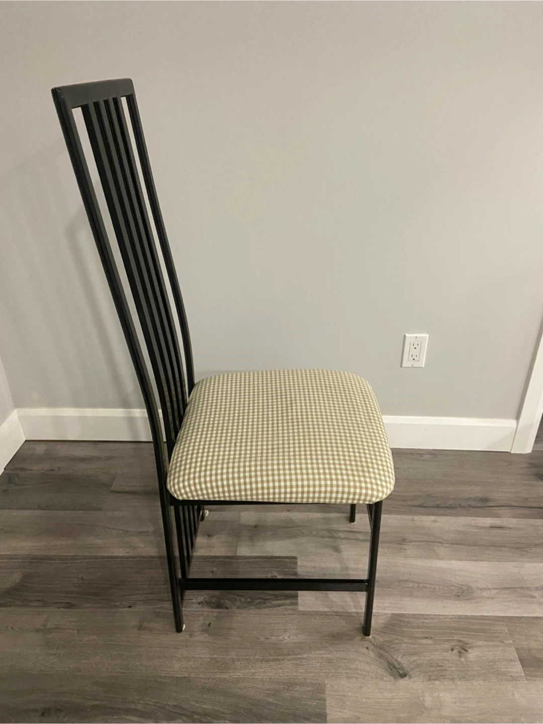 6 Black Metal Dining Chair with Gingham Seat - photo 2