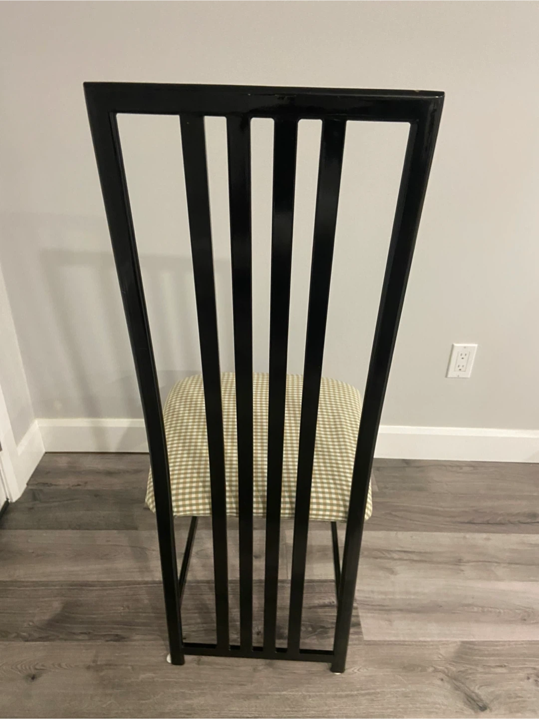 6 Black Metal Dining Chair with Gingham Seat - photo 3