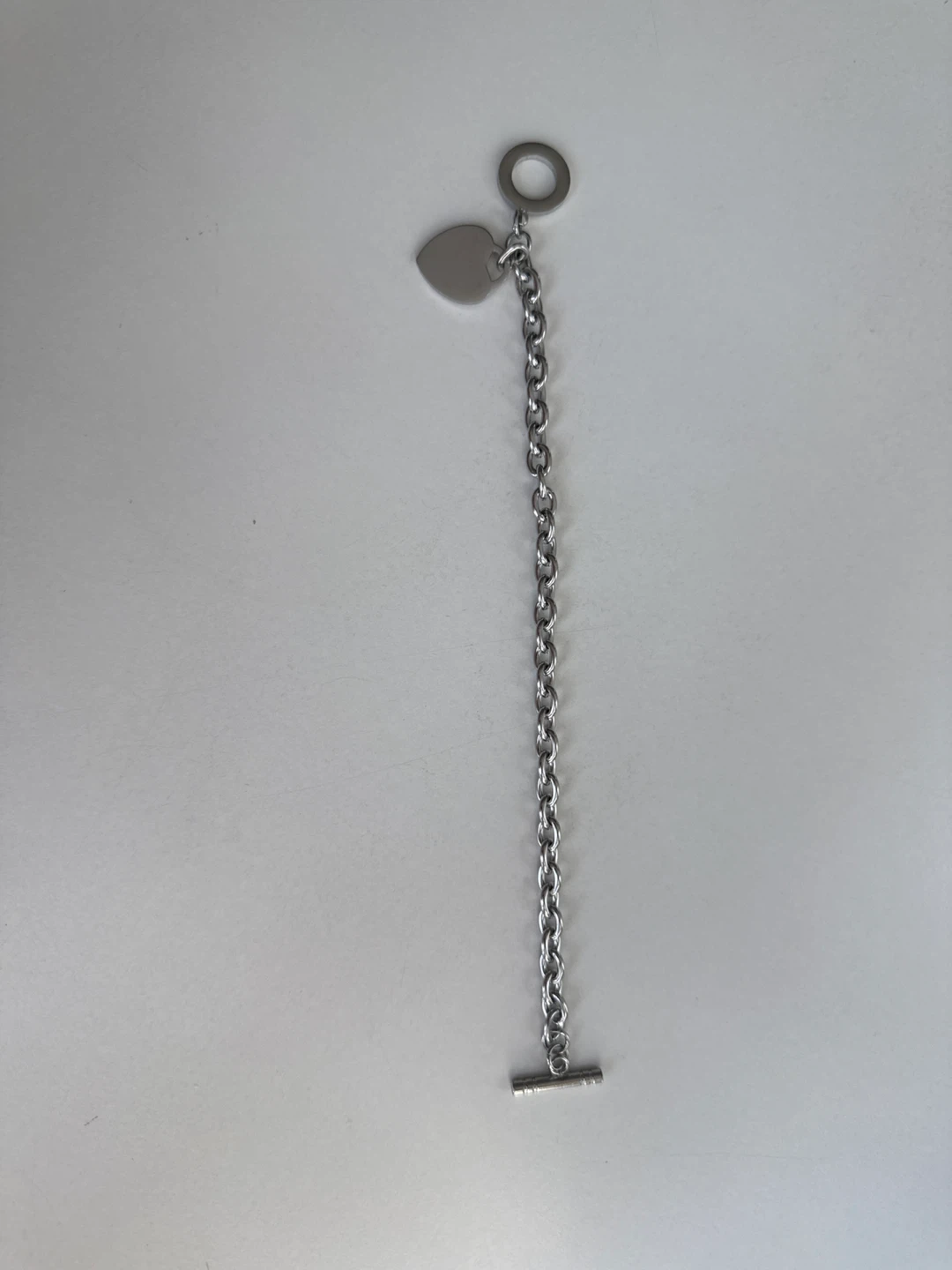 Silver Heart Charm Toggle Bracelet