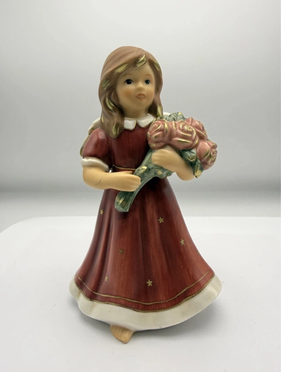 Porcelain Angel Figurine with Flowers