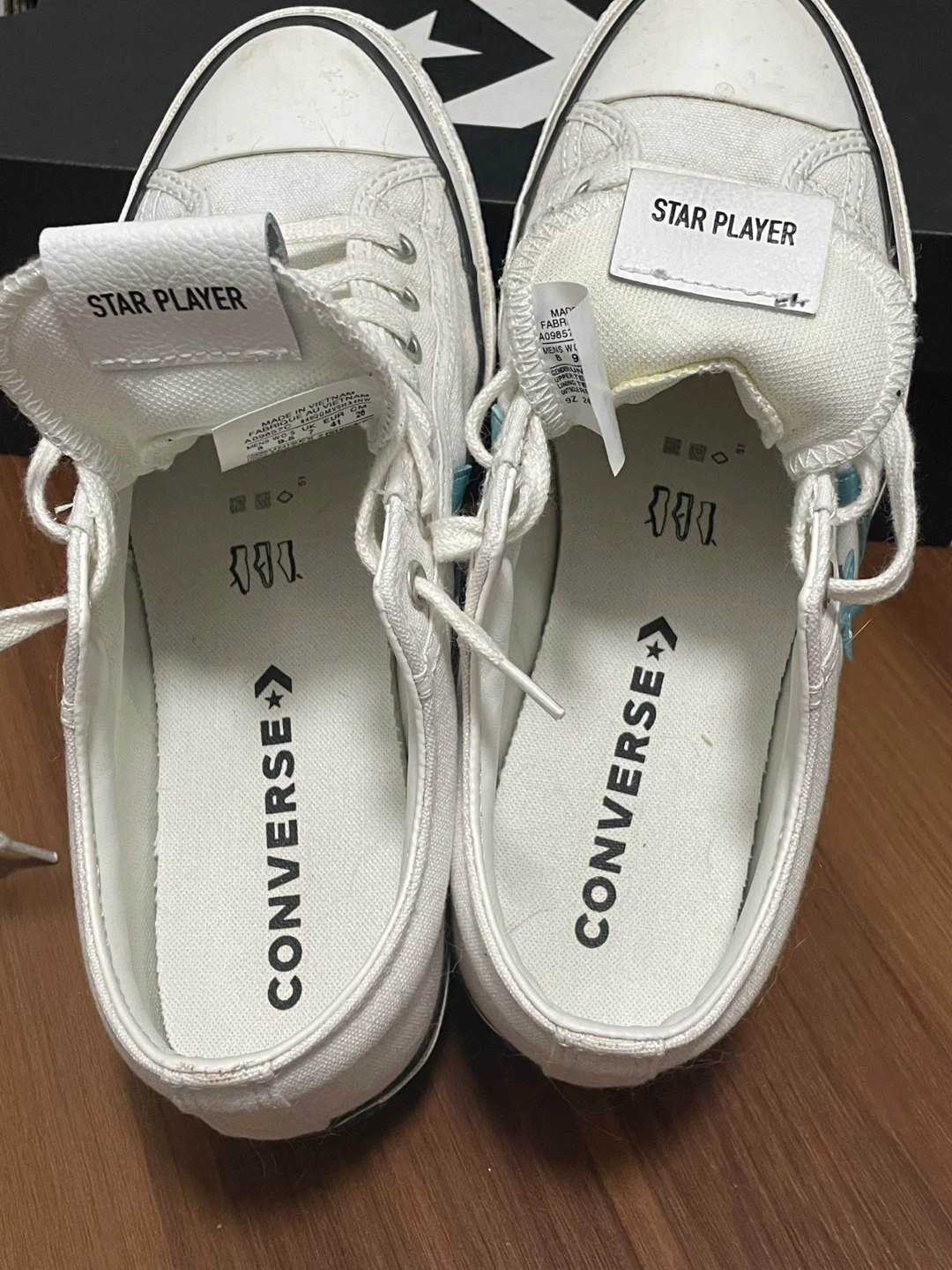 Converse Star Player White Teal Sneakers - Size 9.5 - photo 3