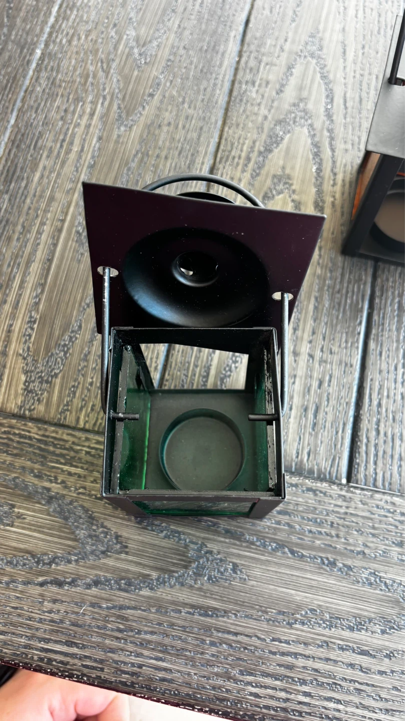 3 Black metal lantern with coloured glass for tea lights - photo 2