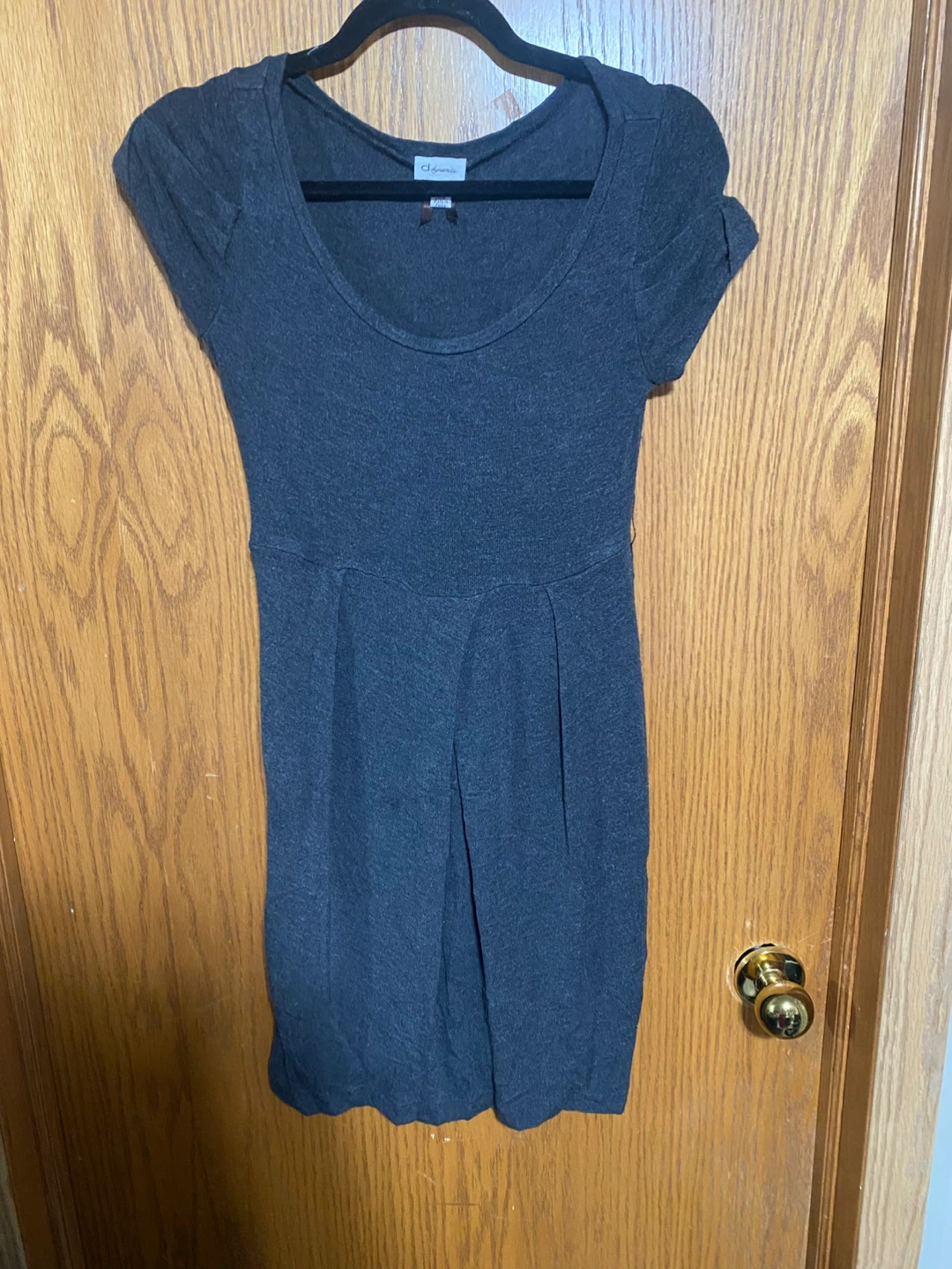 Charcoal Scoop Neck Knit Dress with pockets