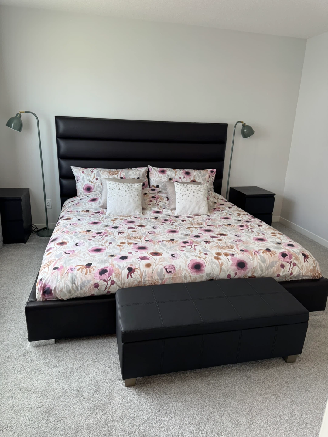 Upholstered Platform Bed with mattress- King Size