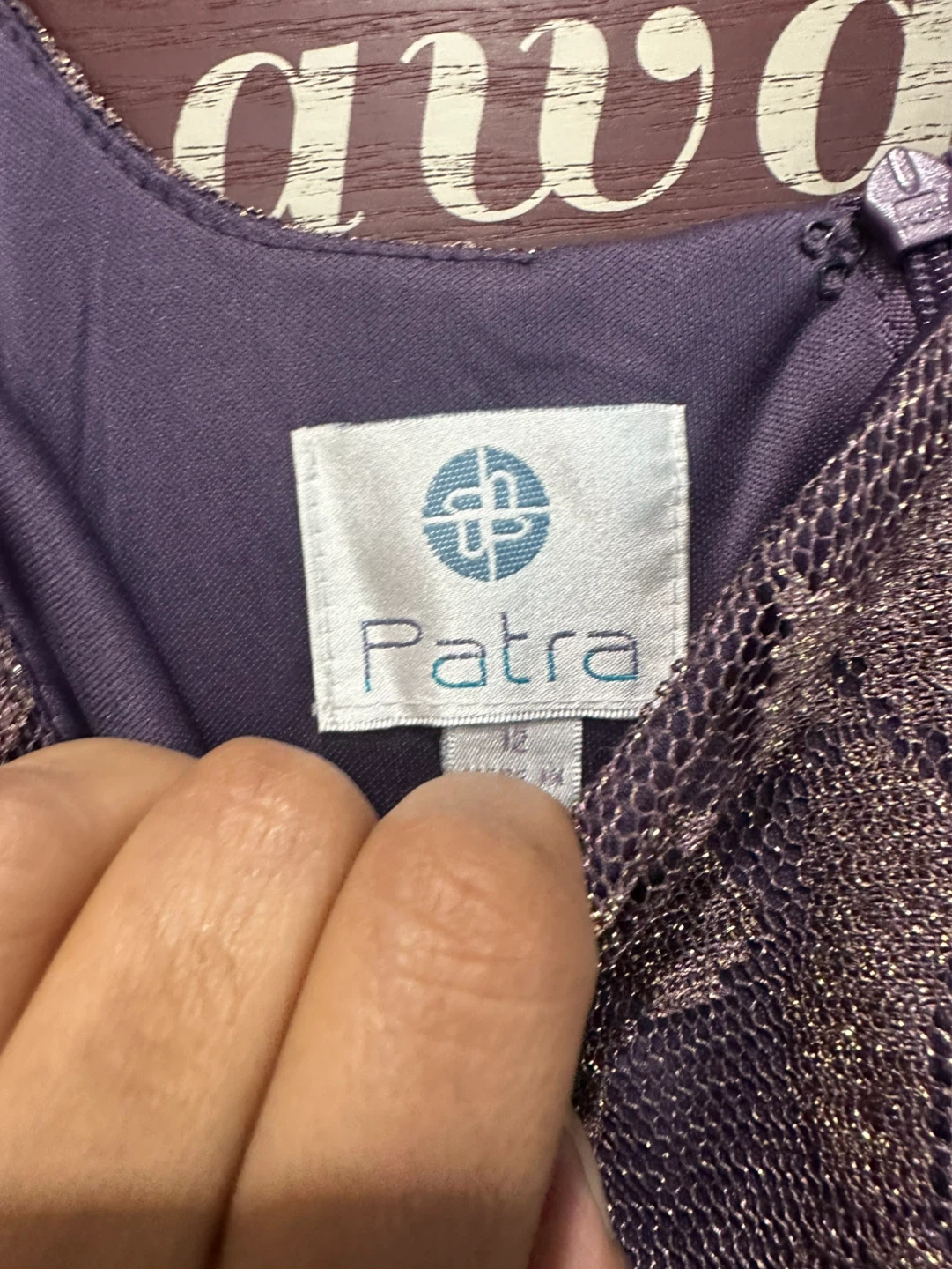 Patra Purple Lace & Chiffon Maxi Dress with Gold Floral Pattern - photo 5