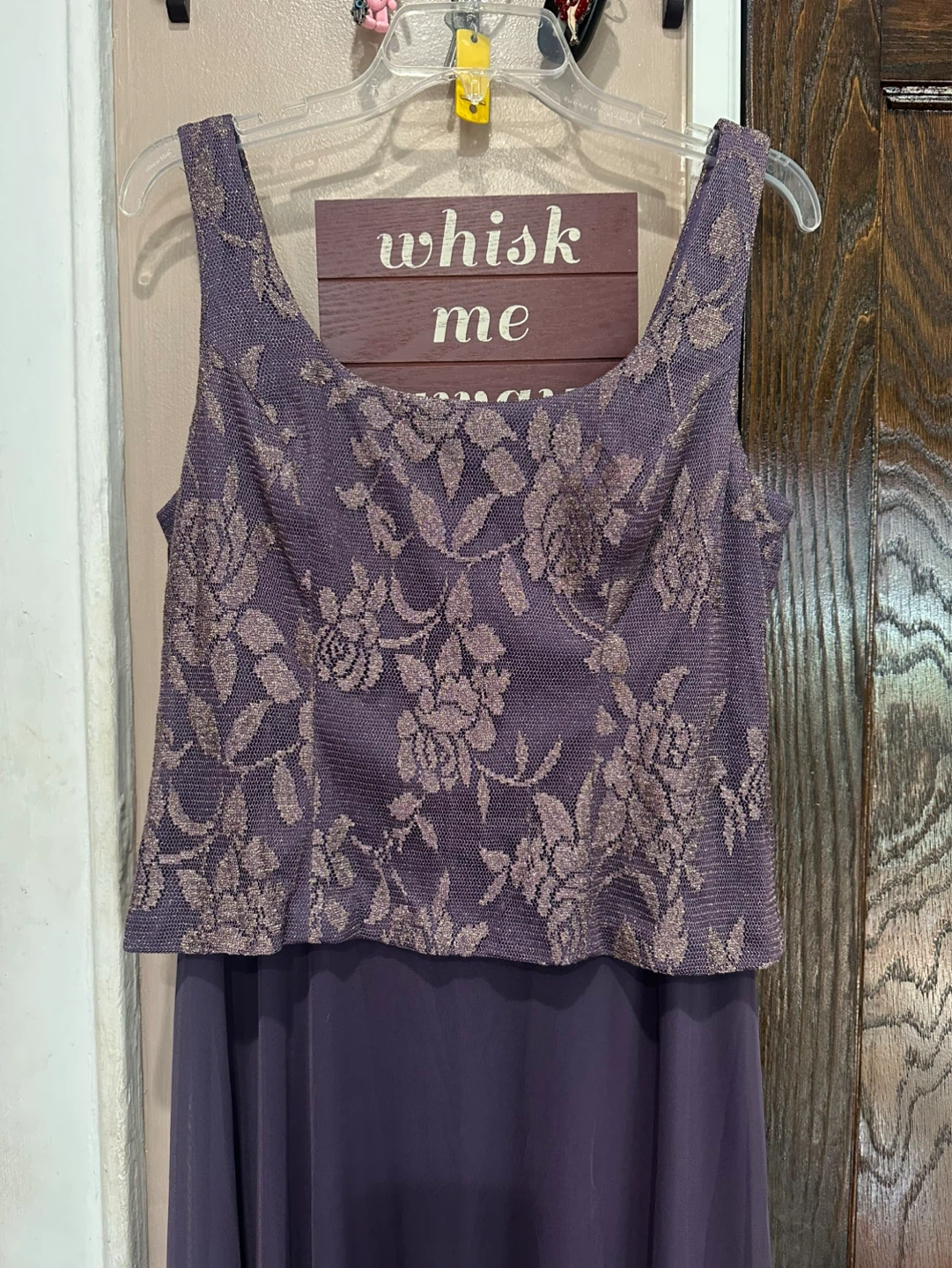 Patra Purple Lace & Chiffon Maxi Dress with Gold Floral Pattern - photo 2