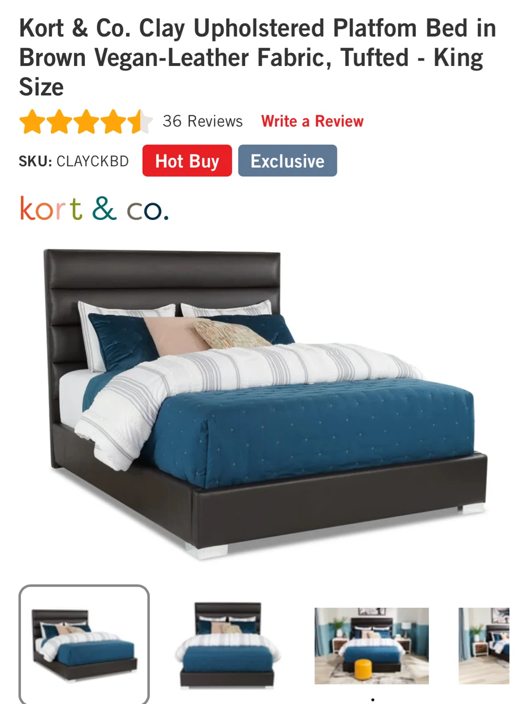 Upholstered Platform Bed with mattress- King Size - photo 5