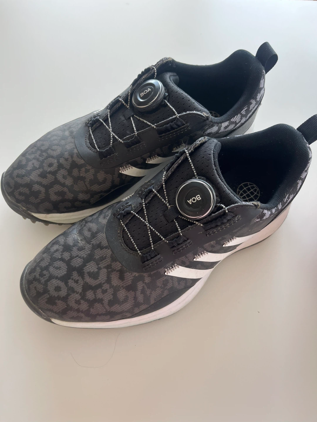 Adidas Golf Shoes with BOA Fit System - Black Leopard Print