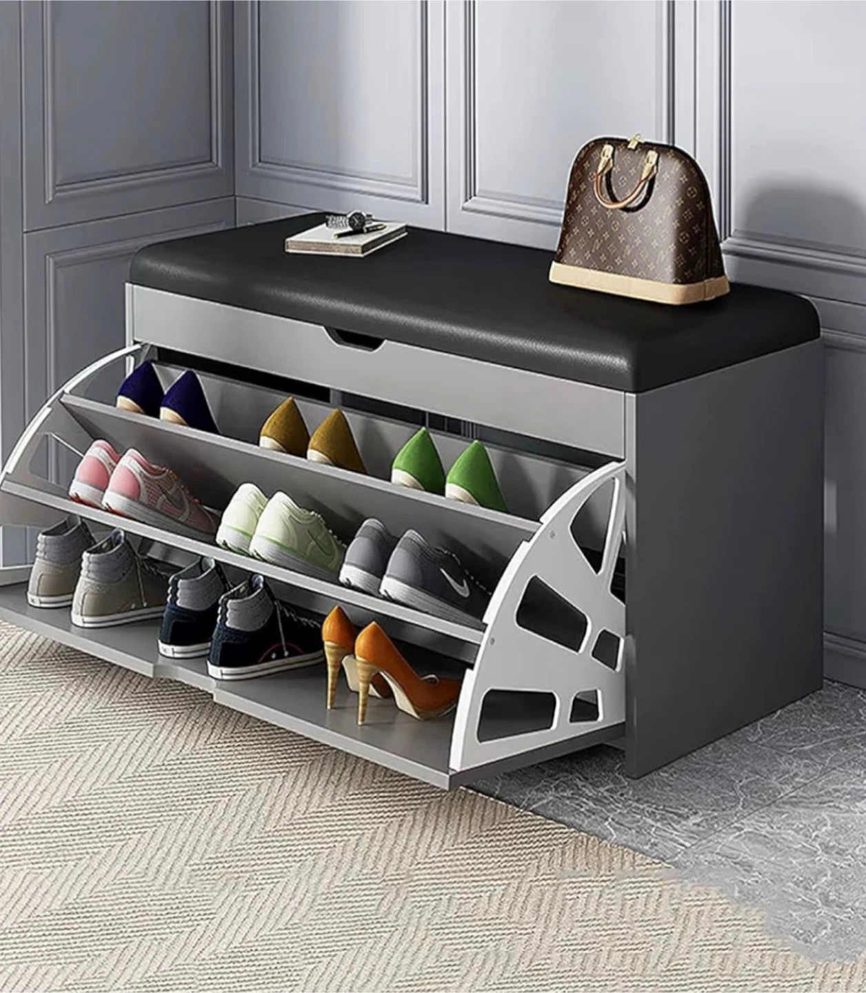 Modern Shoe Cabinet with Padded Seat