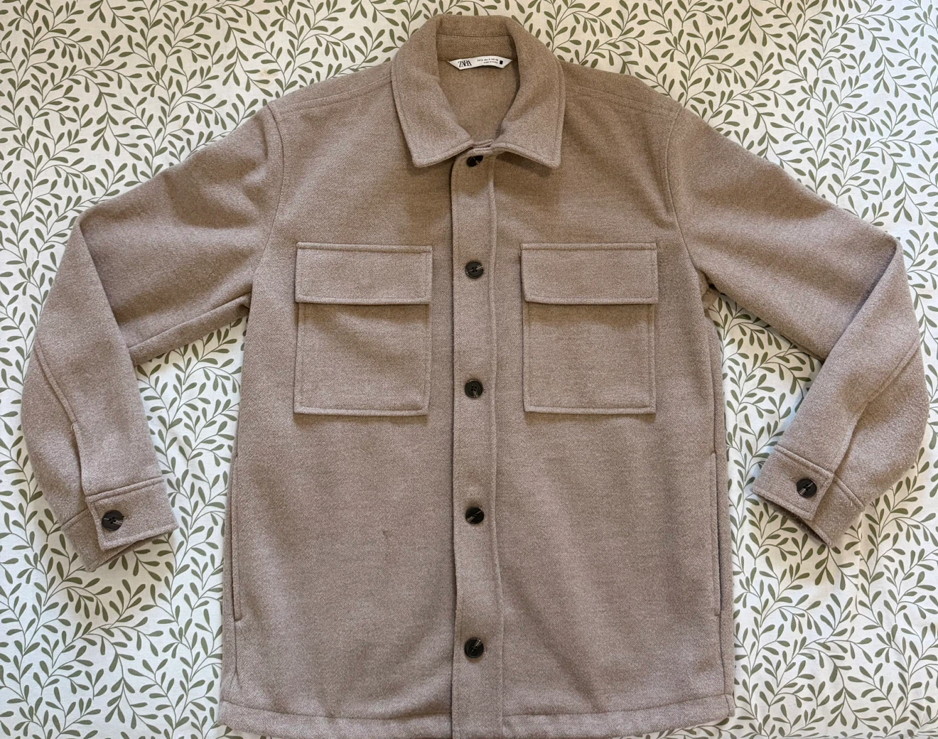 ZARA Beige Wool Blend Shirt Jacket