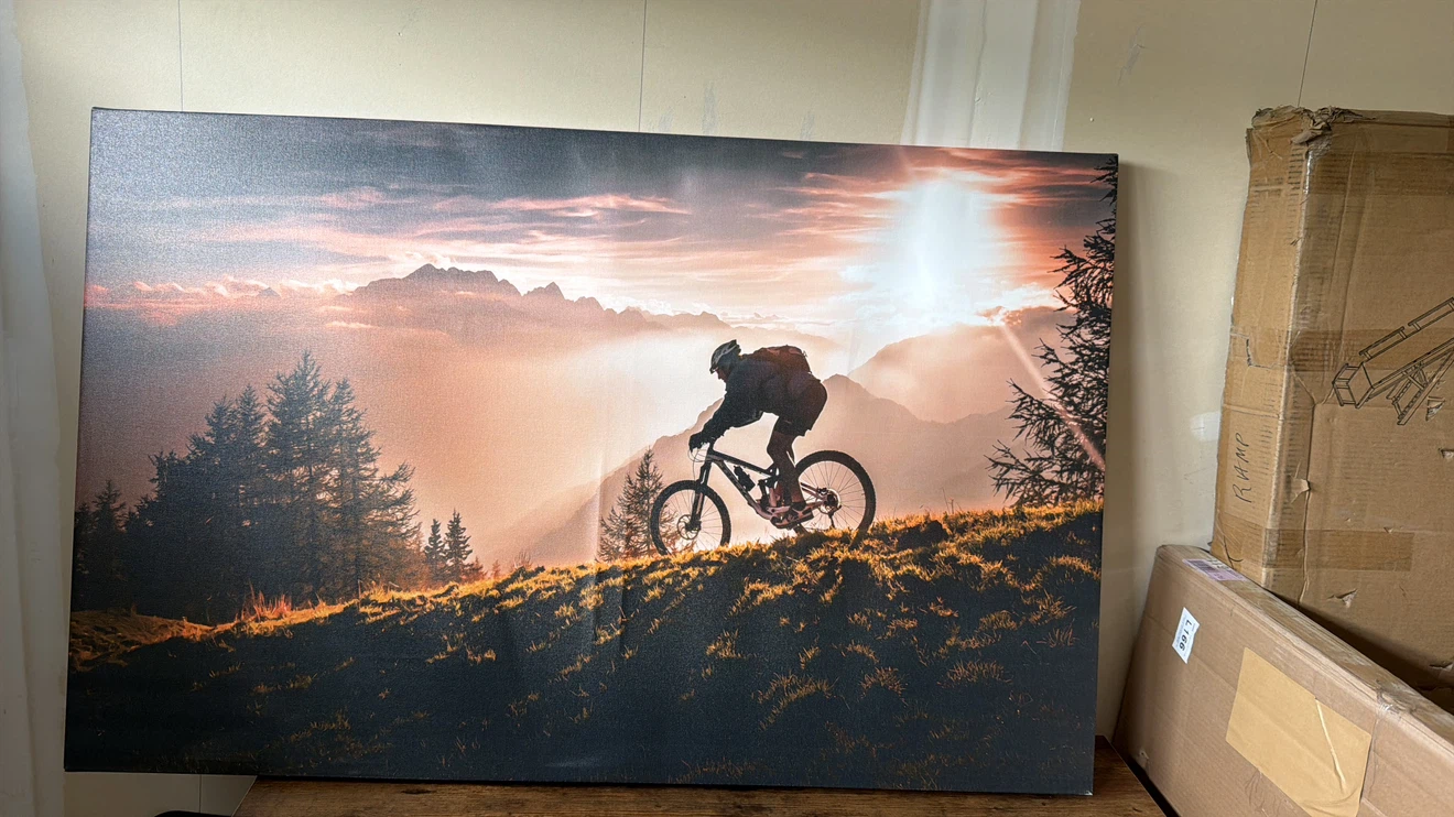 Canvas Print - Mountain Biker Sunset Scene
