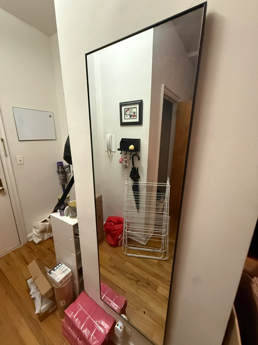 Full Length Mirror with Black Frame and Kickstand