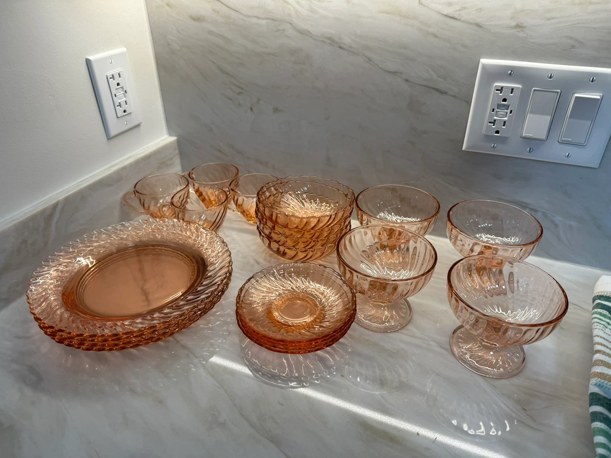 Pink Depression Glass Set