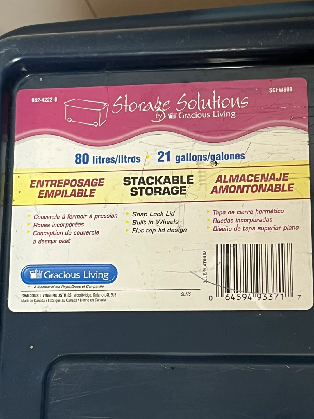 Gracious Living Storage Bin 80 Litres - photo 3