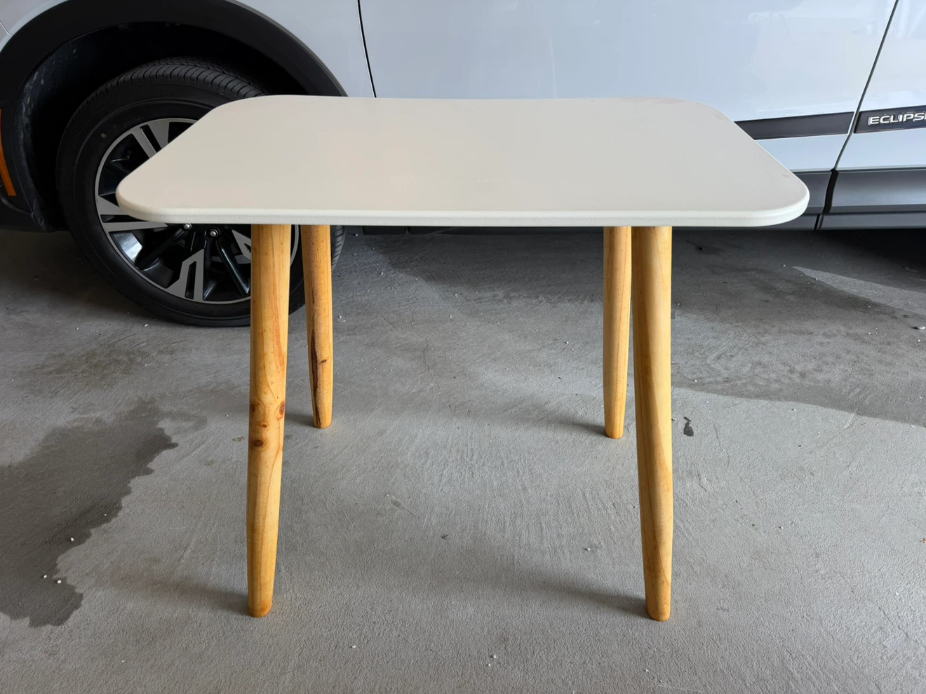 White Table with Wooden Legs