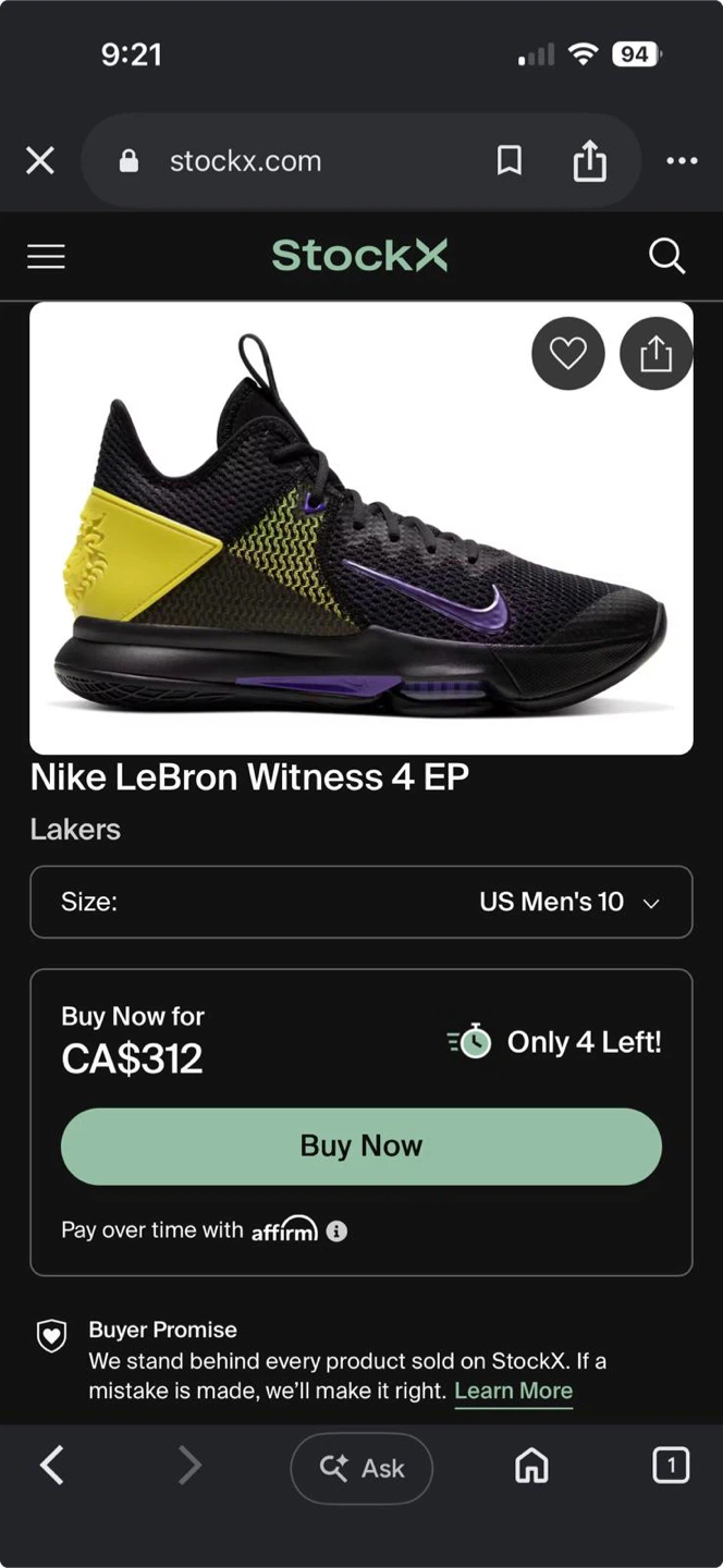 Nike LeBron Witness 4 EP Lakers Men's Basketball Shoes - photo 2