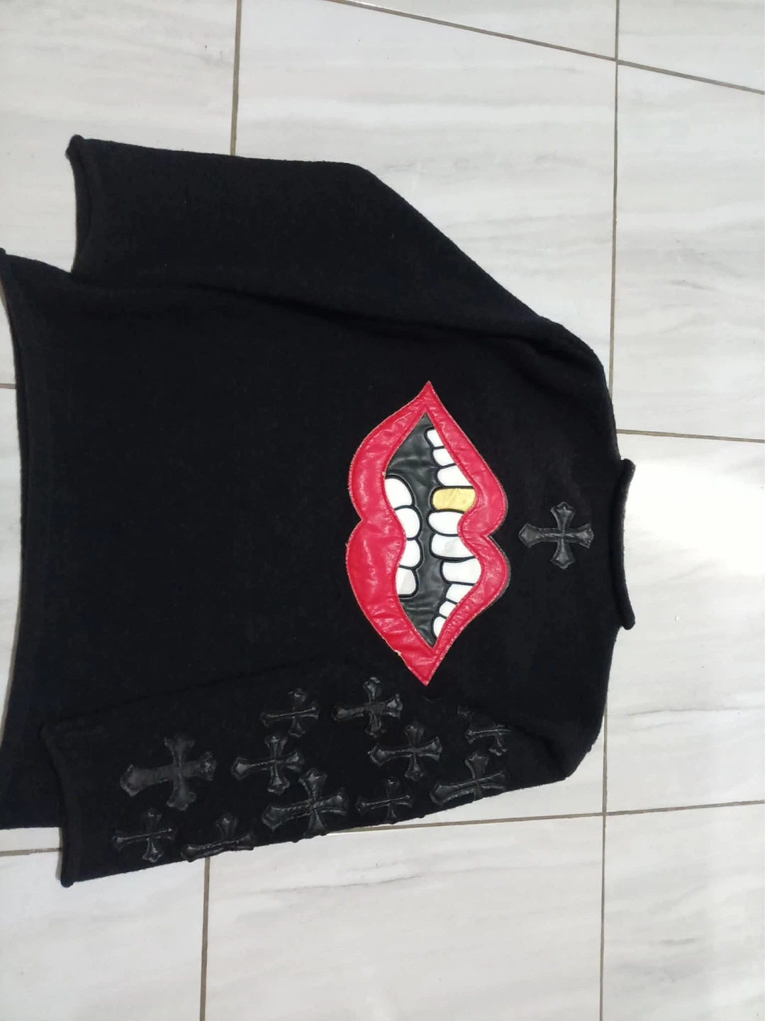 Chrome Hearts Black Sweater with Lips Graphic