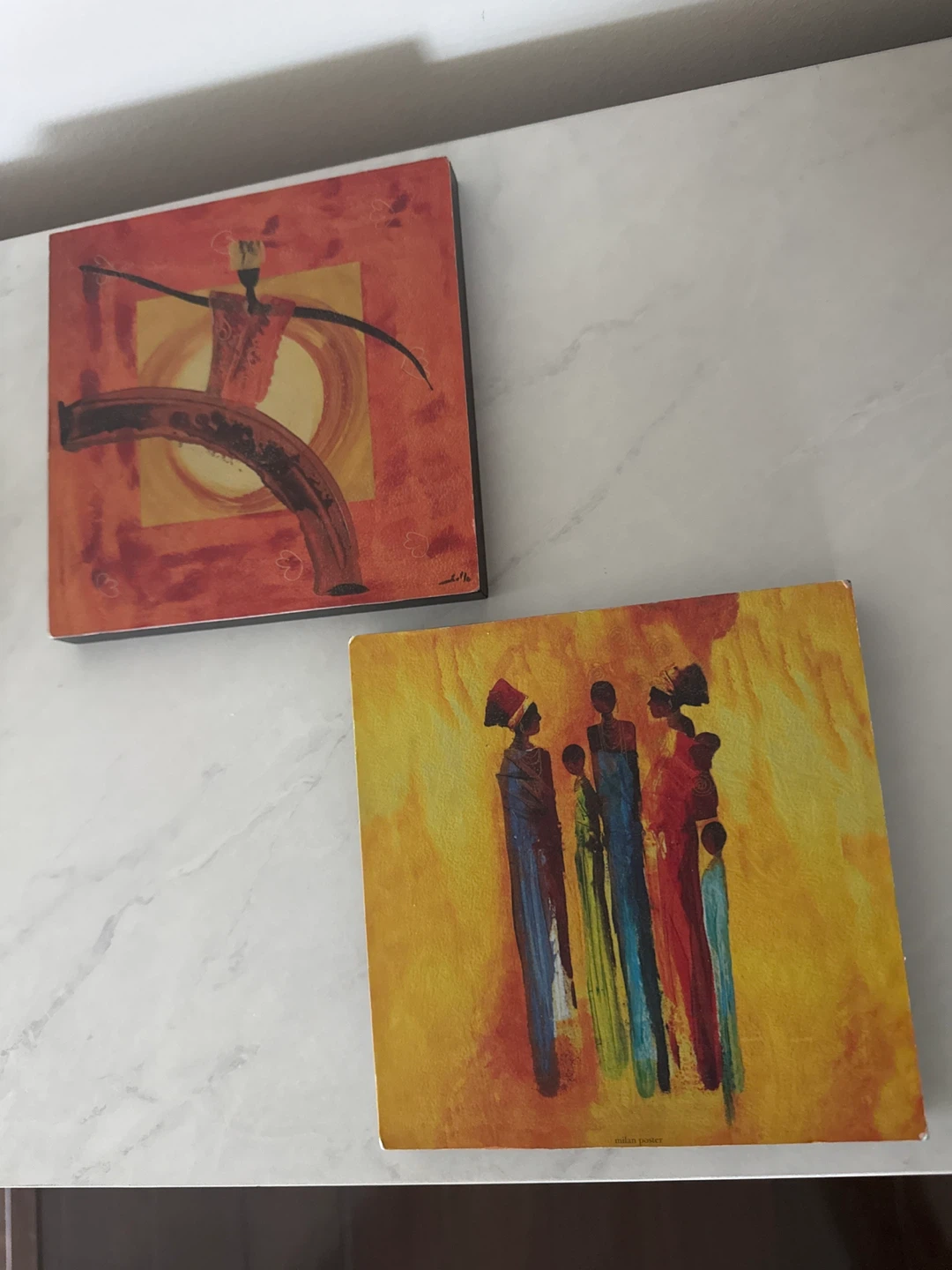 Set of 2 African Art Canvas boards