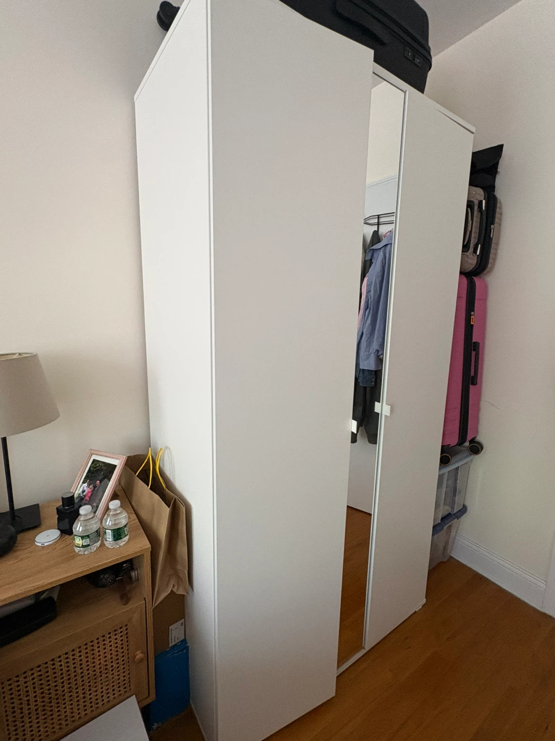 White 2-Door Wardrobe with Mirrored Doors