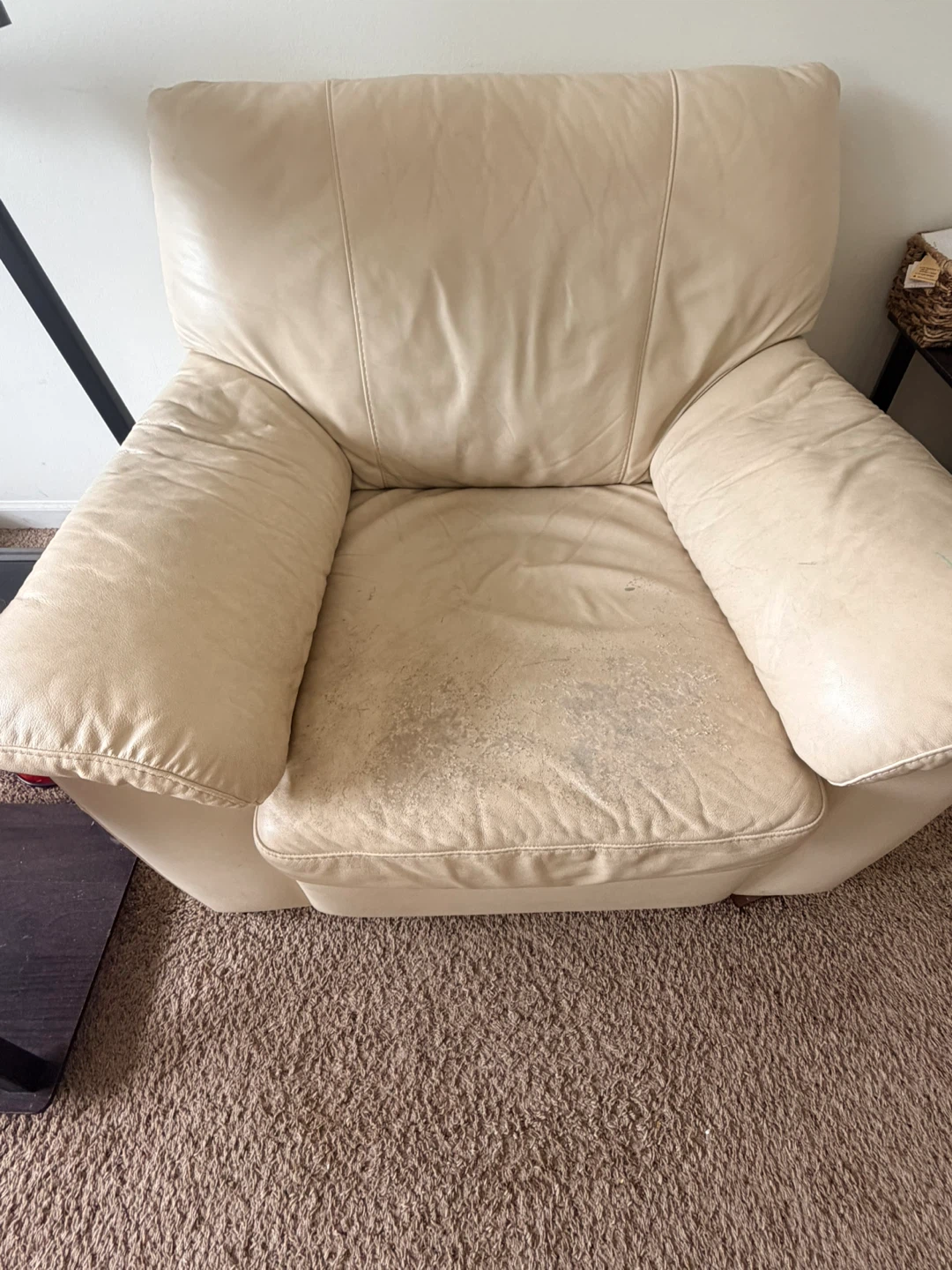 Cream Leather Recliner Chair