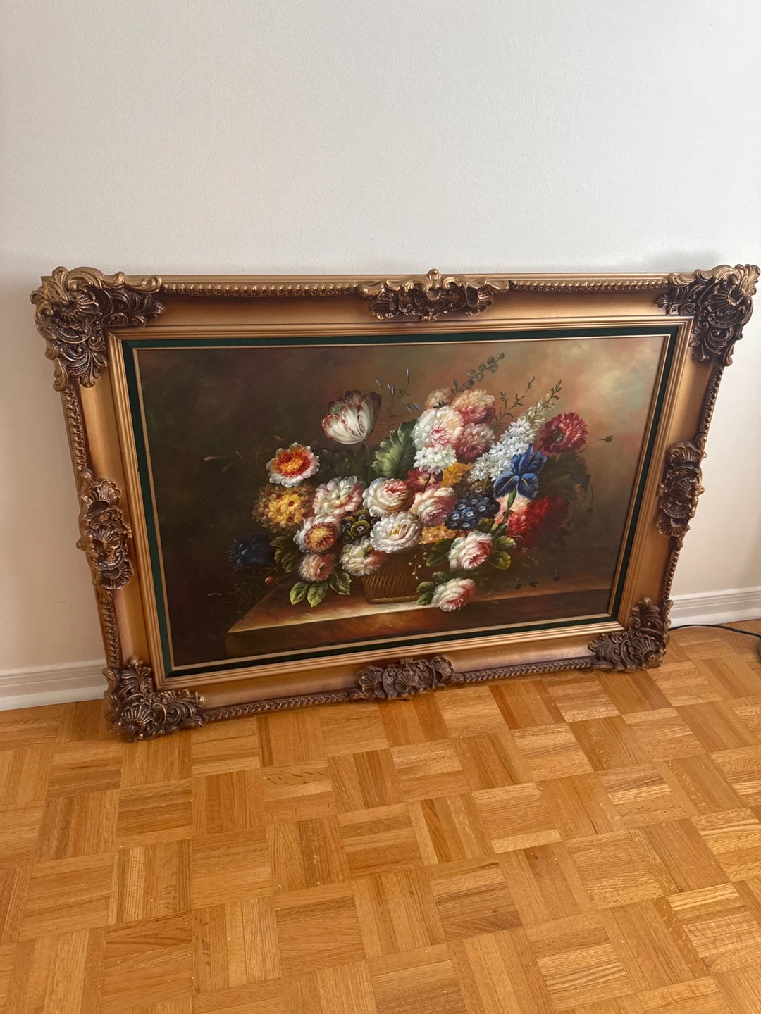 Large Framed Floral Still Life Painting