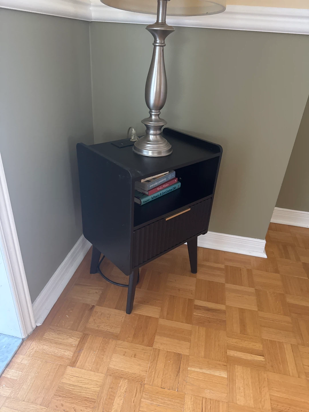 Black Nightstand with Drawer set of two