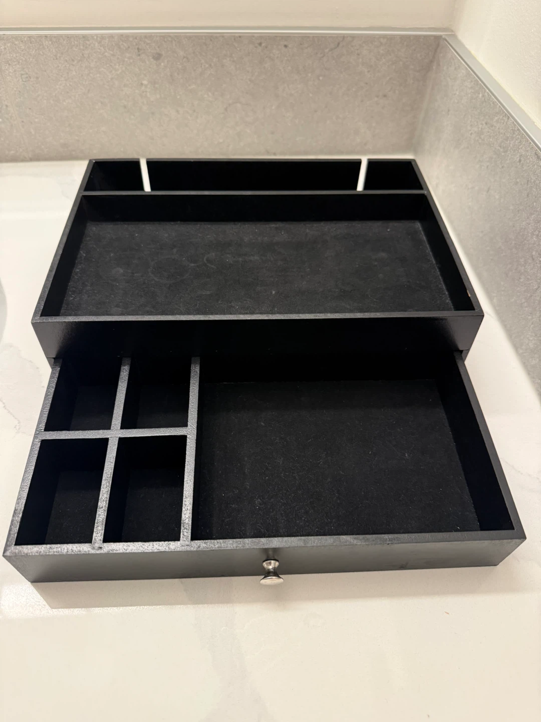 Nightstand Organizer with Drawer & Cord Slots | Bedside Storage