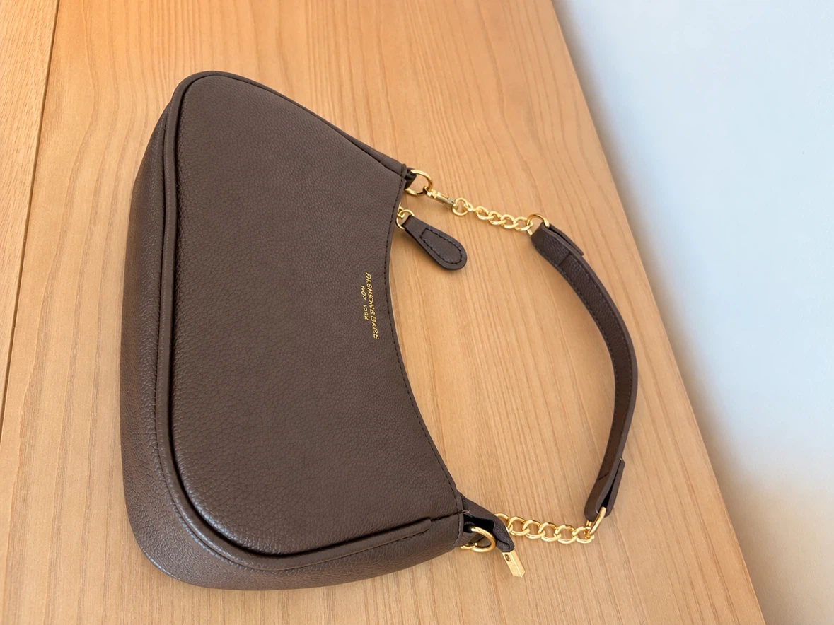 Brown Shoulder Bag with Gold Chain - photo 2