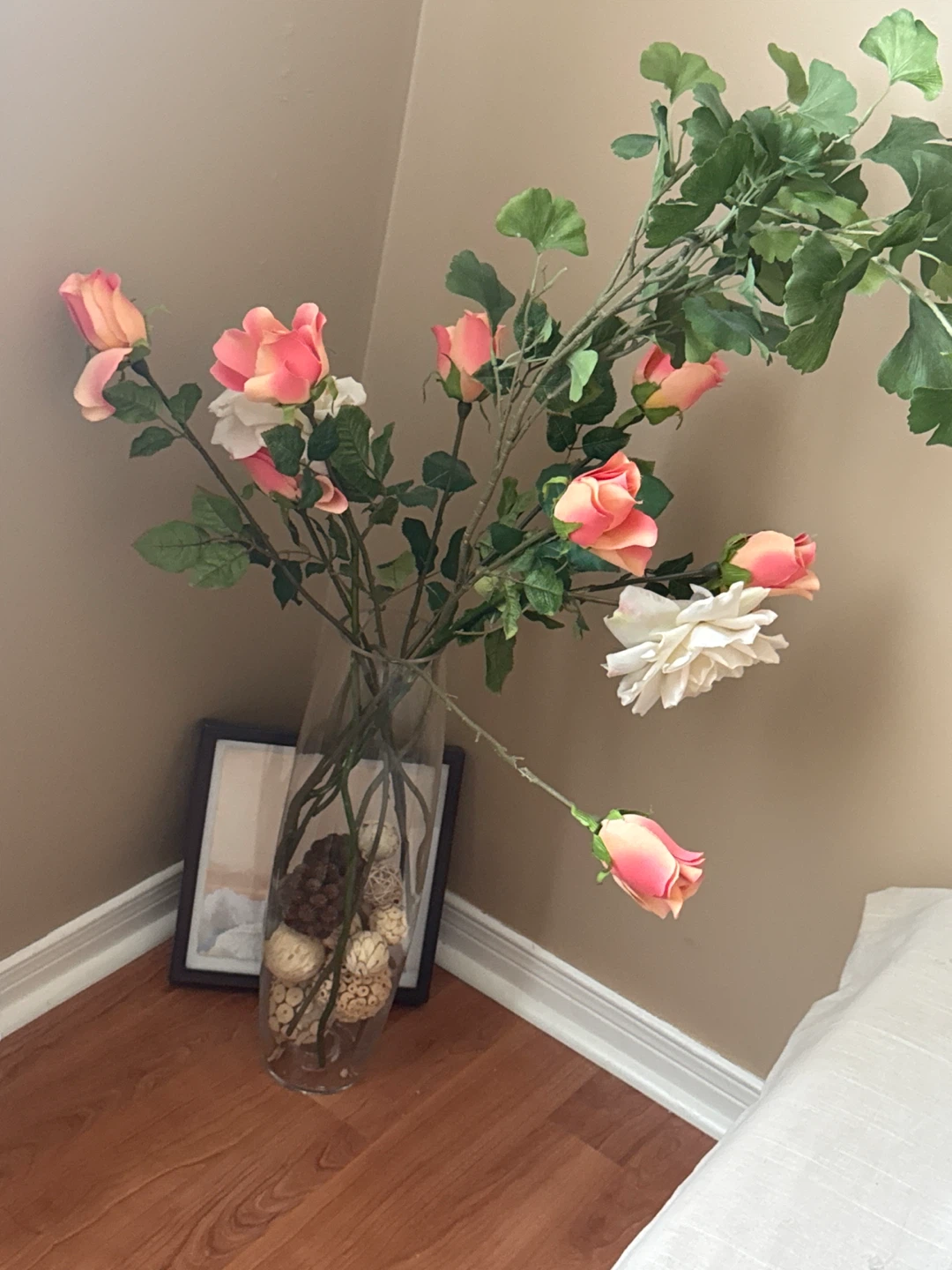 Artificial Rose Floral Arrangement in Glass Vase