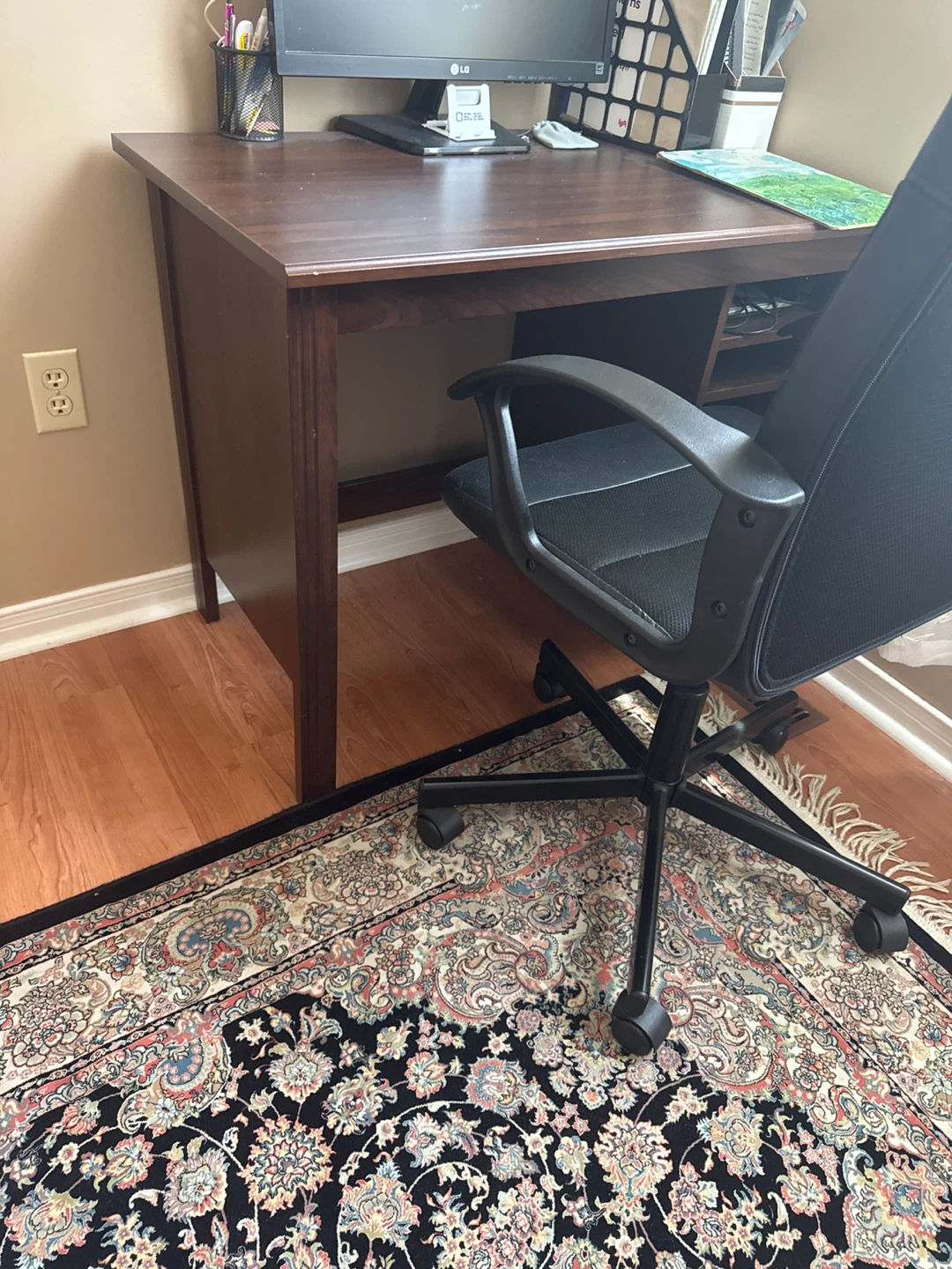 Dark Wood Desk and chair - photo 2