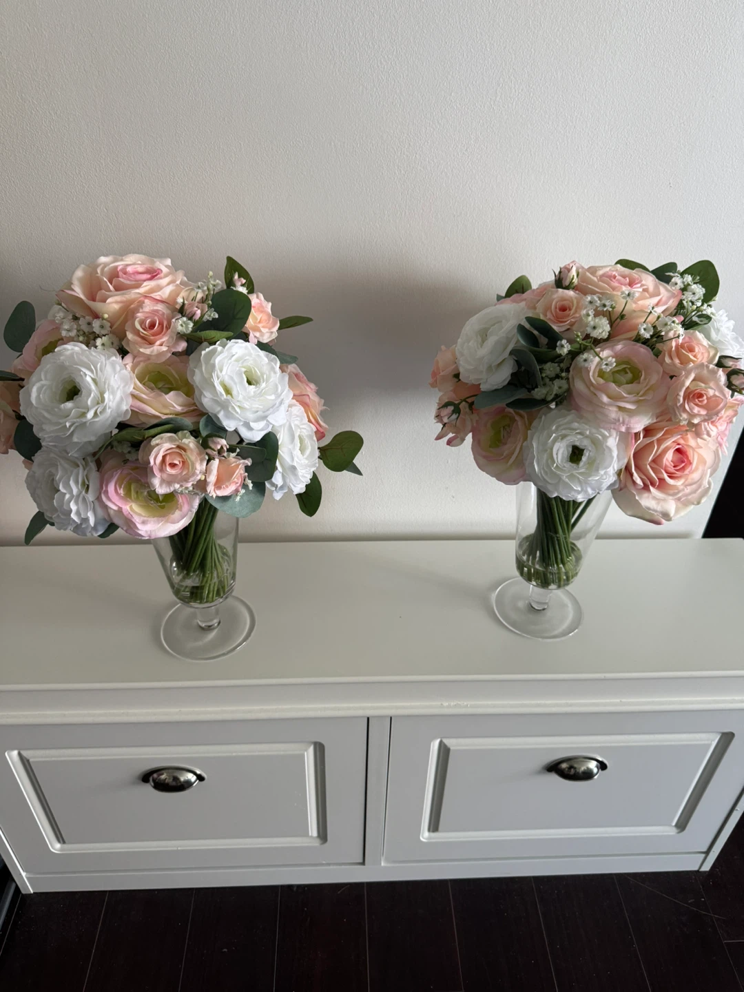 Artificial Flower Arrangement - Pink and White Roses