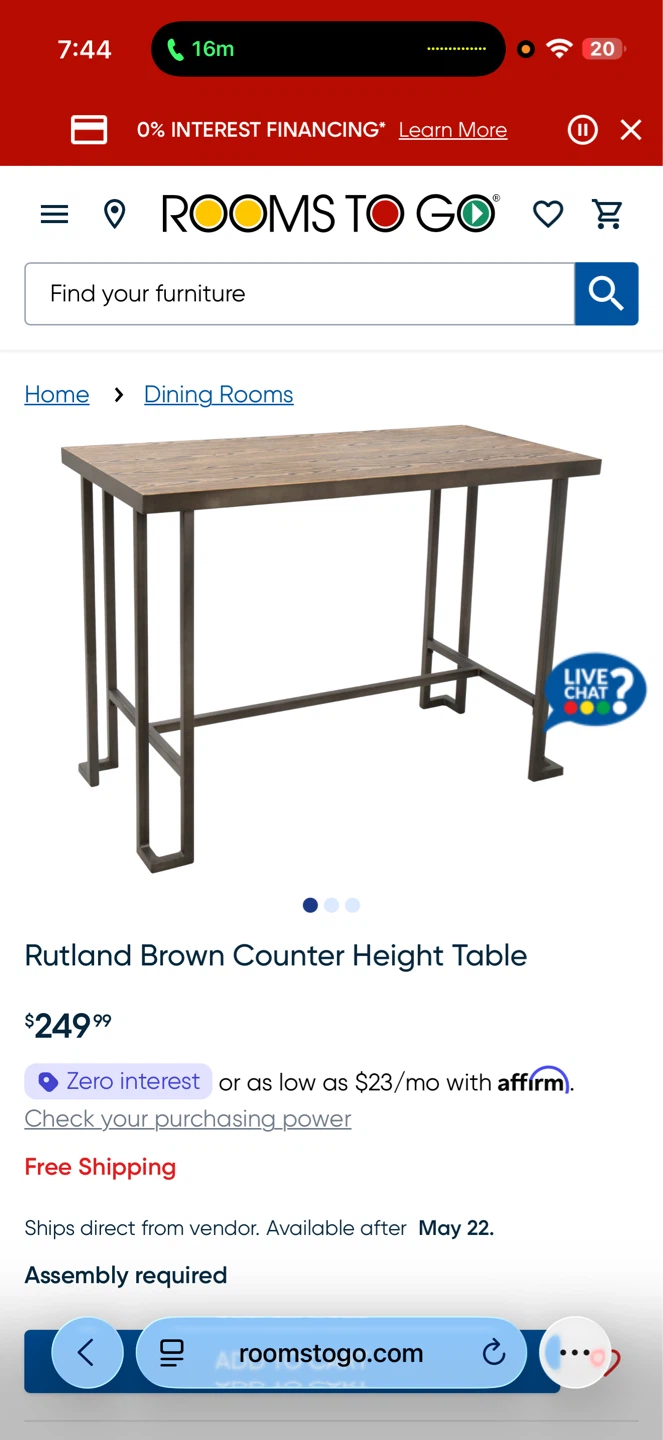 Rooms to Go Rutland Brown Counter Height Table - photo 2