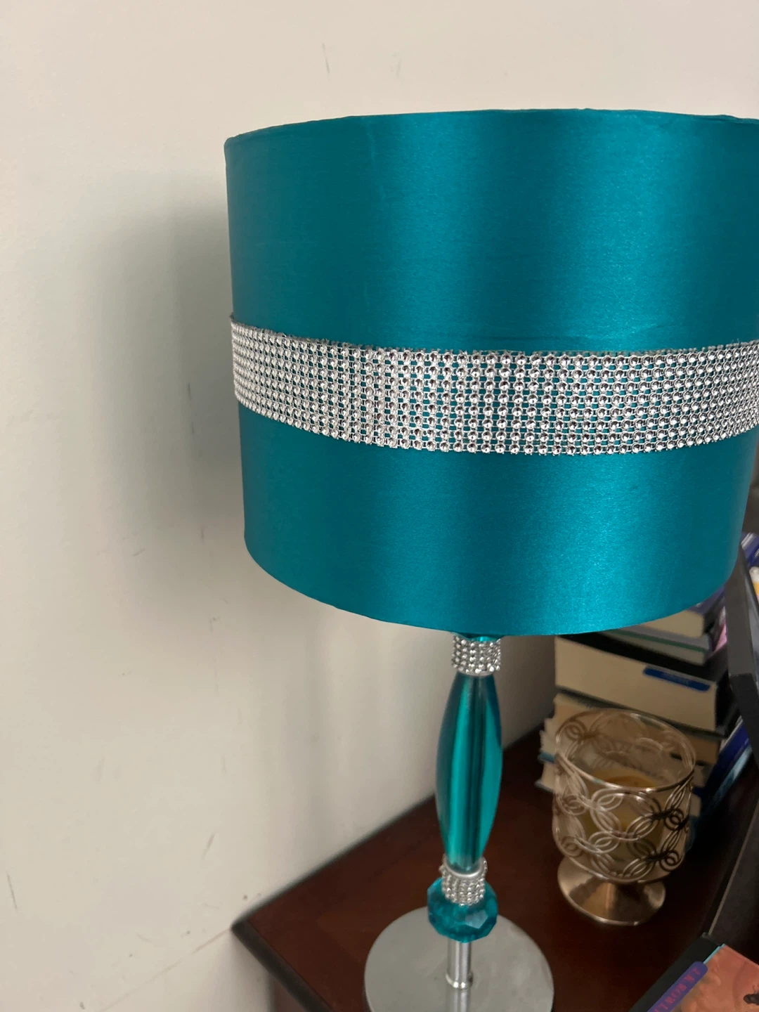 Teal Table Lamp with Rhinestone Band - photo 2