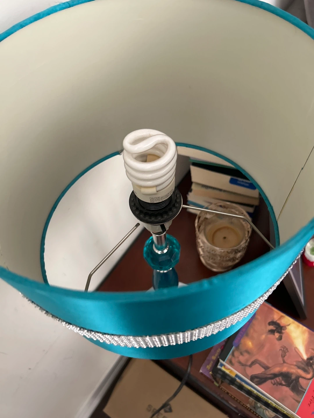 Teal Table Lamp with Rhinestone Band - photo 3