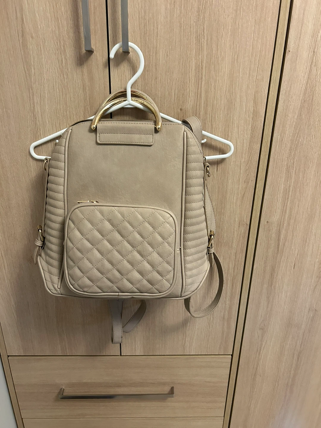 Quilted Beige Backpack