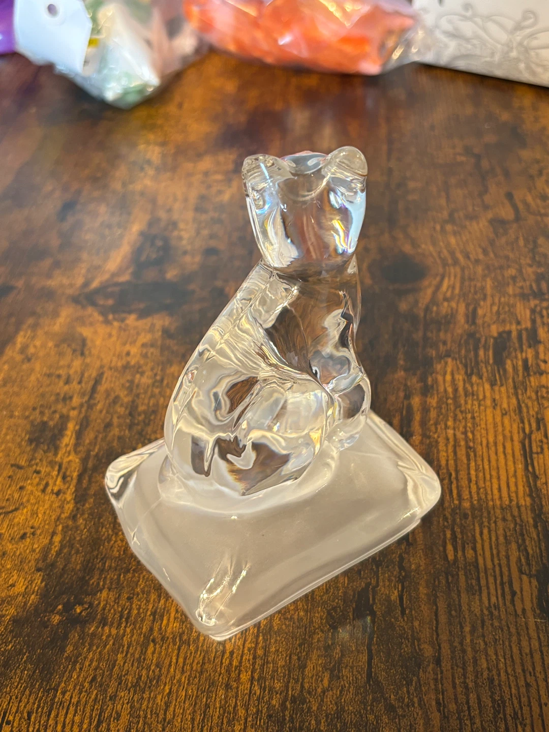 Vintage Cristal d'Arques Crystal Clear Cat on a Frosted Pillow - photo 2