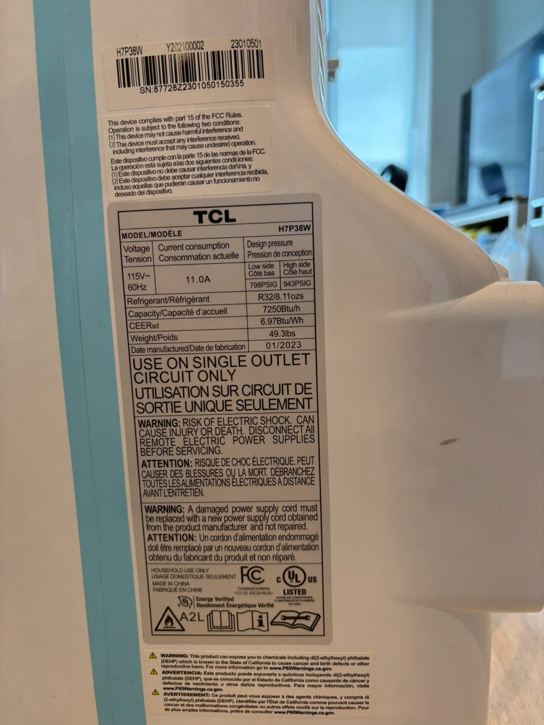 TCL 3-in-1 Portable Air Conditioner 7000 BTU - W/ Accessories - photo 5