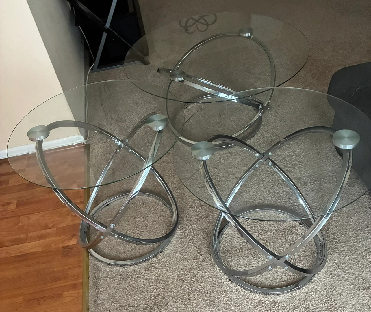Glass and Metal Round Coffee Table