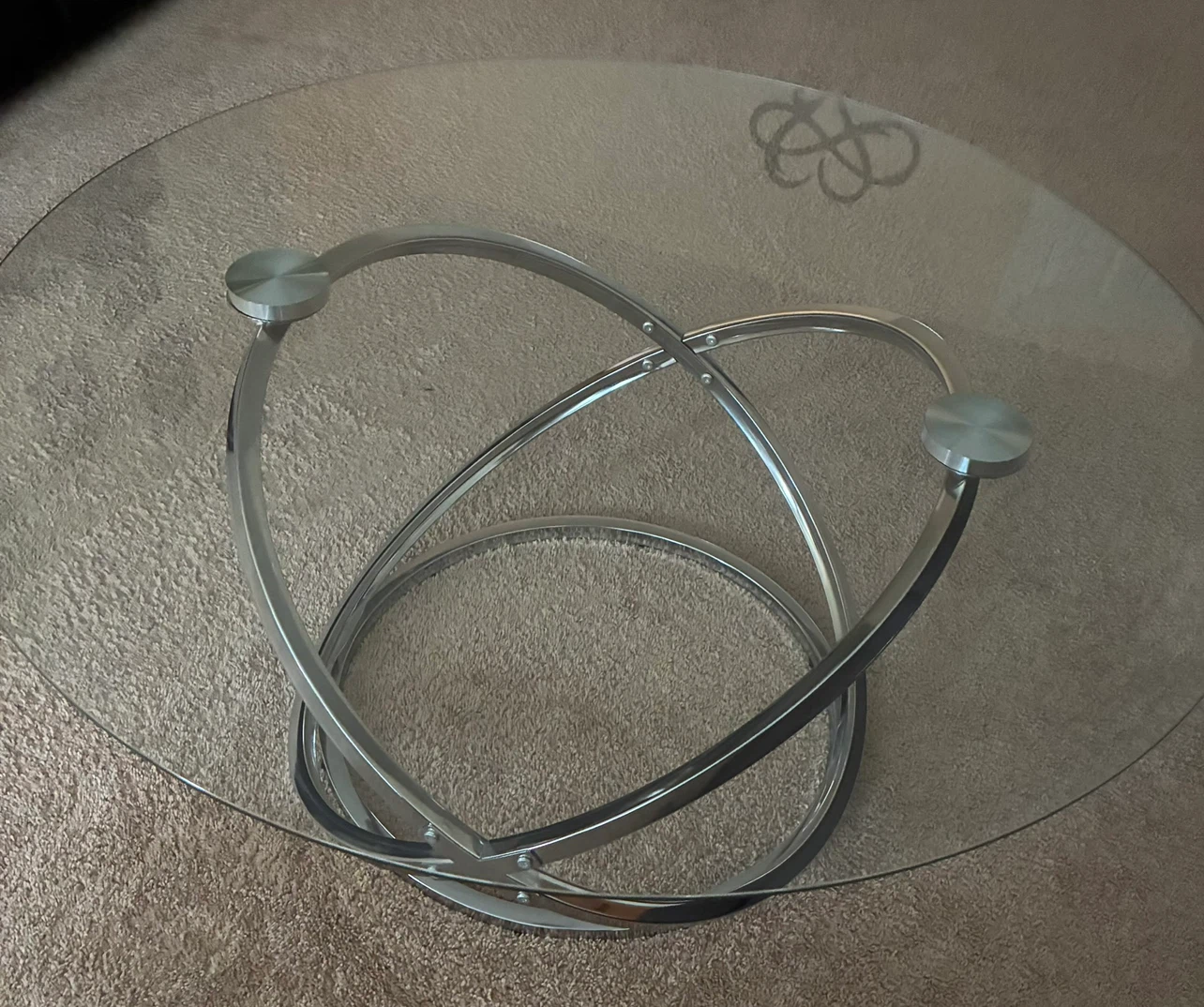 Glass and Metal Round Coffee Table - photo 3
