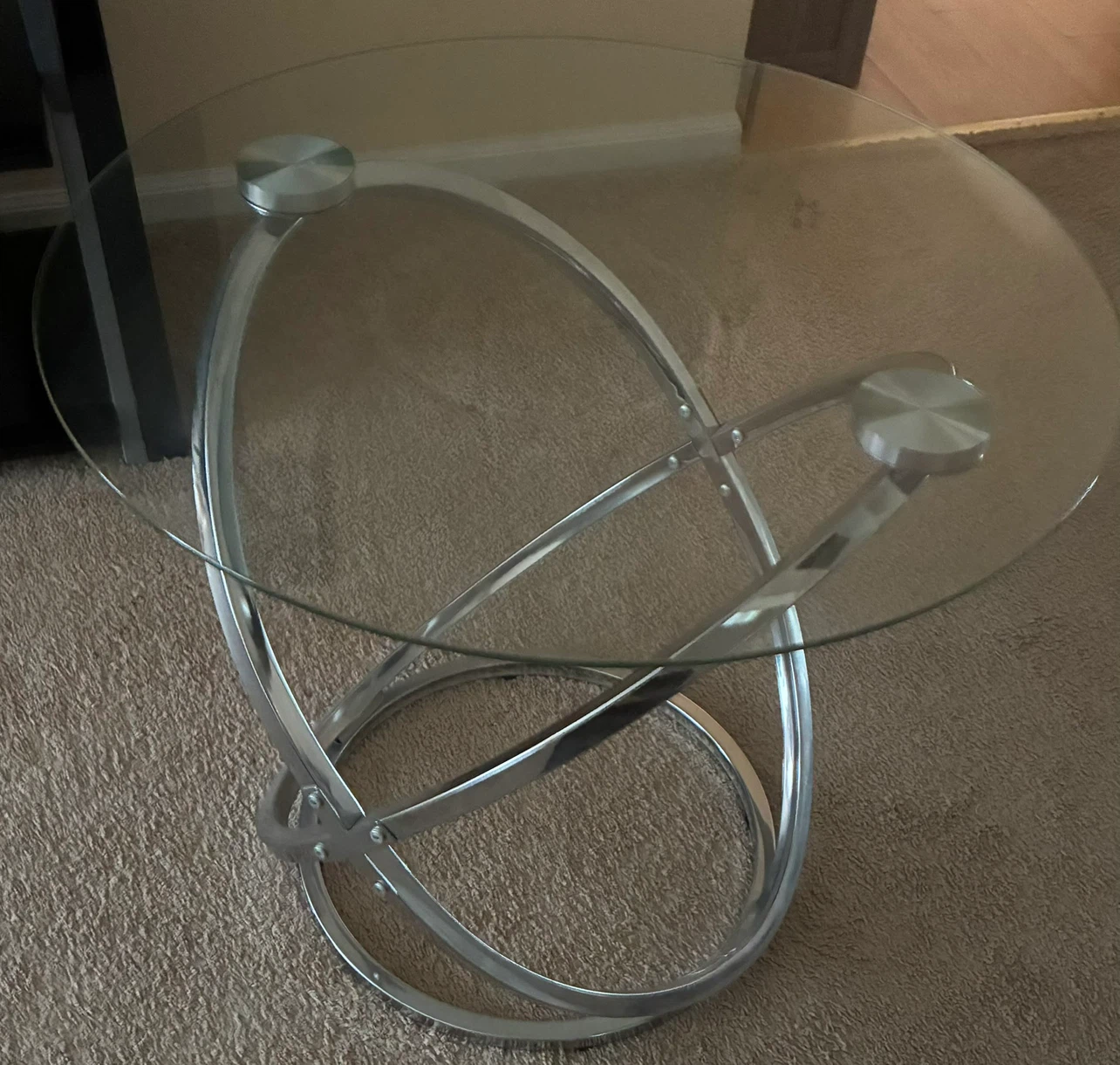 Glass and Metal Round Coffee Table - photo 5