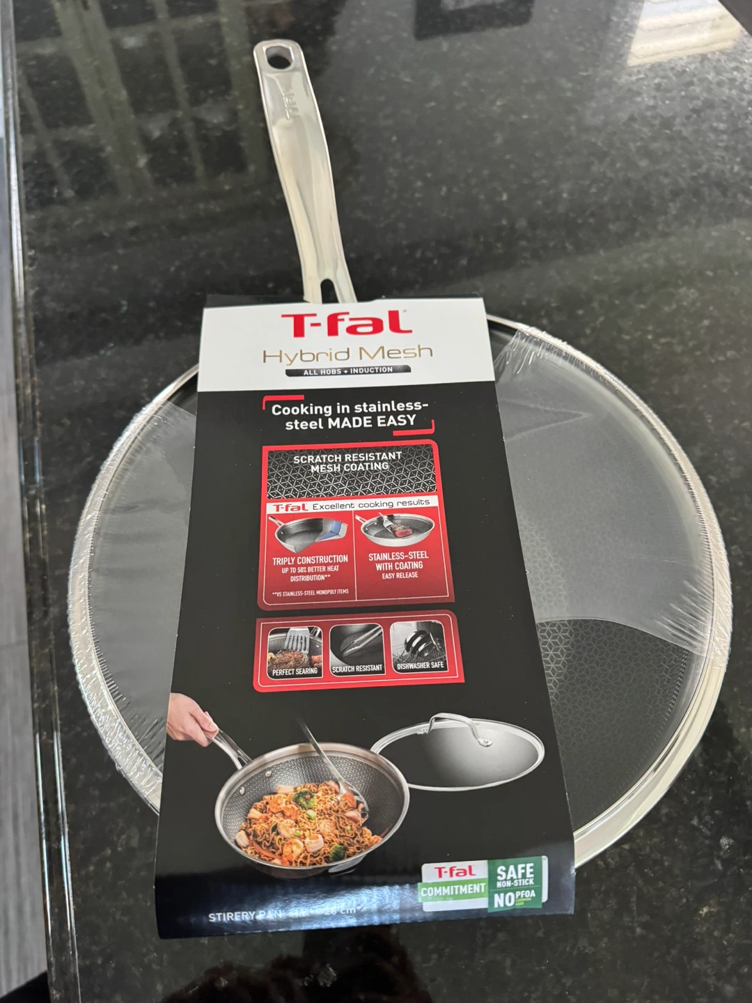 T-fal Hybrid Mesh 11" (28 cm) Stirfry Pan Wok with Lid
