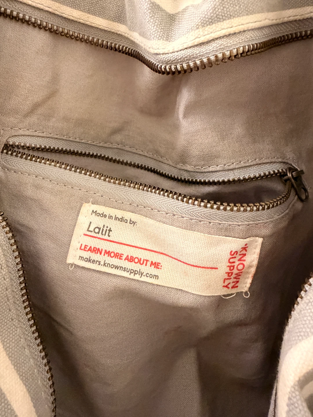 Known Supply Striped Canvas Duffle Bag - missing strap - photo 2