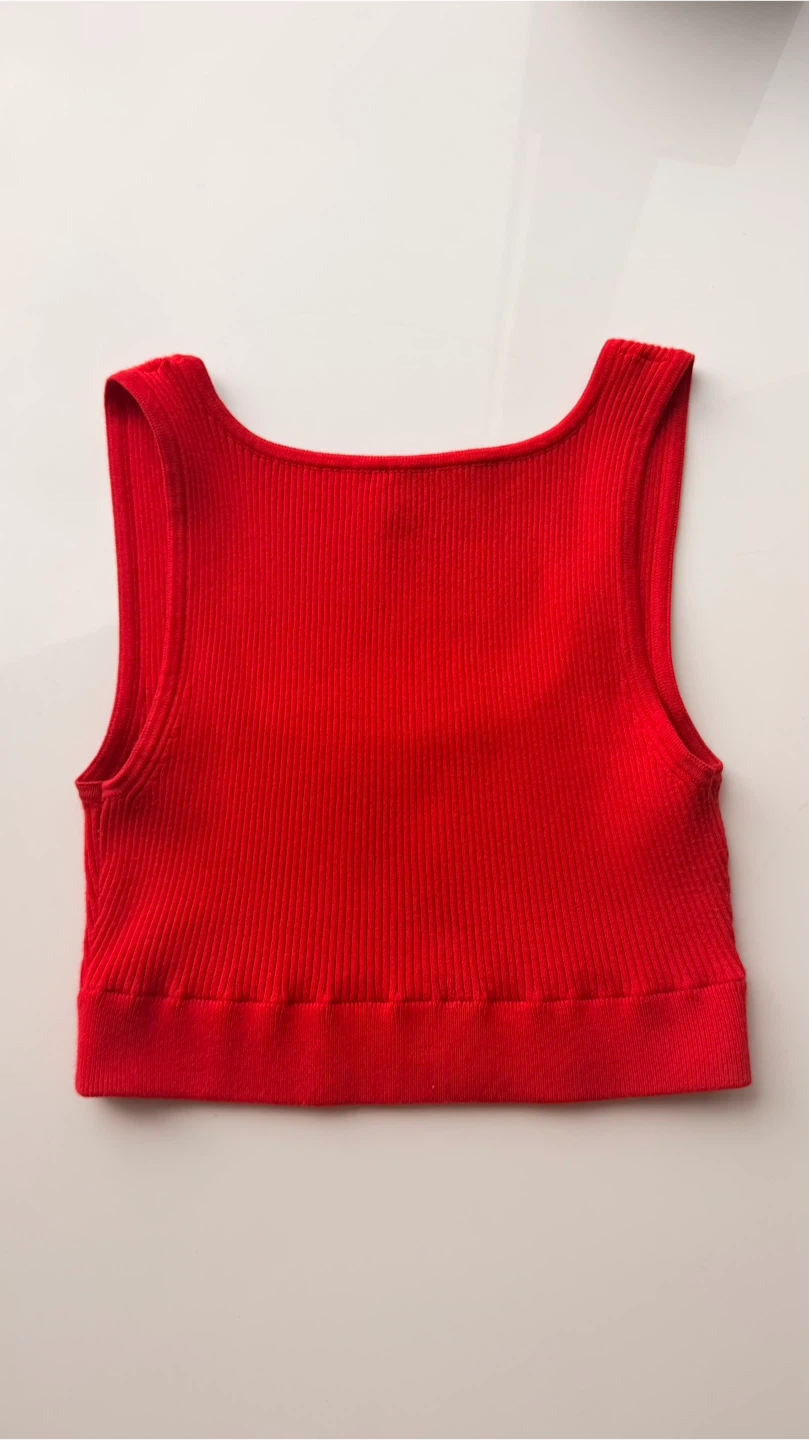 Miu Miu Red Logo Ribbed Crop Top ❤️ - photo 3