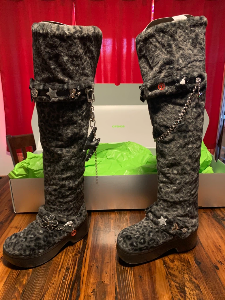 Crocs Classic Faux Fur Lined Leopard Print Boots
